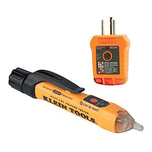 deal-2010 Klein Tools NCVT1XTKIT Non-Contact Low Voltage Tester Pen and GFCI Outlet Premium Test Kit, 70V to 1