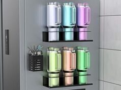 $12.49 – 4-Pack Magnetic Cup Holder for Refrigerator w/ Lid Hook & Straw Holder – + Free Shipping w/ Prime or on $35+ 4-Pack Magnetic Cup Holder for Refrigerator with Lid Hook & Straw Holder