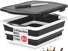 $13.74 – 3-In-1 Collapsible BBQ Prep Tub w/ Lid, Colander, Cutting Board & Knife Set + Free Shipping w/ Prime or on $35+ HI NINGER Collapsible BBQ Prep Tub Set