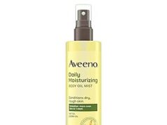 $4.19 – SnS, AC | 6.7-Oz Aveeno Daily Moisturizing Dry Body Oil Mist at Amazon 6.7-Oz Aveeno Daily Moisturizing Dry Body Oil Mist in a spray bottle