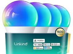 $19.99 – 4-Count Linkind Matter Smart Color-Changing A21 E26 Wi-Fi LED Bulbs w/ Music Sync (100W Equivalent, 1600 Lumens) – Lowest Price Ever at Amazon Linkind Matter Smart Color-Changing A21 E26 Wi-Fi LED Bulbs in colorful display