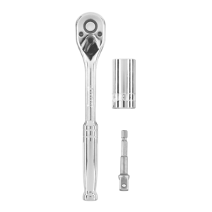 deal-36 HART 3-Piece 3/8" Drive Universal Socket Set w/ 90-Tooth Ratchet & Drill Adaptor (Chrome) + Free Sh