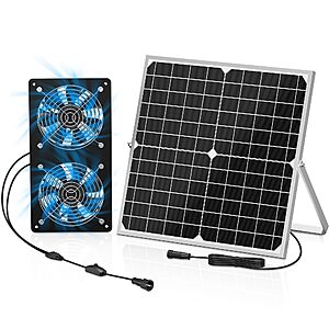 TIMEBAL Solar Powered Exhaust Fan Deal TIMEBAL solar powered 350 CFM dual waterproof exhaust fan