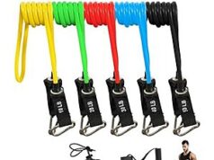 $9.98 – * | Fitvids Resistance 5 Bands Set 150lb (10-55lbs) at Amazon Fitvids Resistance 5 Bands Set in use during a workout