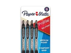 $2.79 – Paper Mate Profile Ballpoint Pen, Retractable, Medium 1 Mm, Black Ink, Translucent Black Barrel, 4/pack~ @ Amazon Paper Mate Profile Ballpoint Pen, Retractable, Medium 1 Mm, Black Ink, Translucent Black Barrel, 4/p