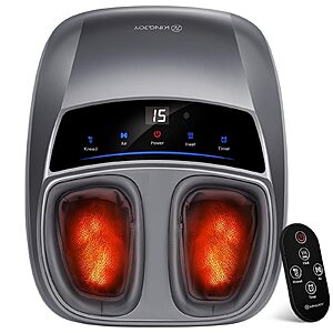Kingjoy Shiatsu Foot Massager w/ Heat & Deep Kneading for Neuropathy & Plantar Fasciitis (Gray) + F