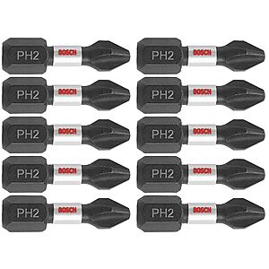 10-Pack Bosch Impact Tough 1" Phillips #2 Screwdriving Insert Bits + Free Shipping w/ Prime or on +