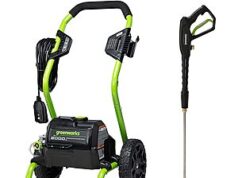 $88.86 – Select Accounts = Greenworks 2000 PSI (1.1 GPM Max) Electric Power Washer (25°, 40°, Soap Nozzle) For Use On Decks, Fences, Concrete Patios, Sidewalks & More. Medium-Duty Select Accounts = Greenworks 2000 PSI (1.1 GPM Max) Electric Power Washer (25°, 40°, Soap Nozzle) Fo