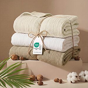 deal-992 Bedsure 4-Layer Cotton Muslin Throw Blanket (50" x 70", Beige or White) from & More + Free Shipping