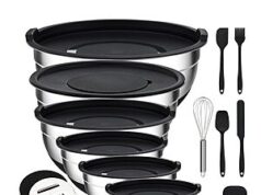 $24.99 – 16-Piece Unokit Stainless Steel Nesting Mixing Bowl Set w/ Lids, Grater Attachments & Utensils – + Free Shipping w/ Prime or on $35+ 16-piece Unokit Stainless Steel Nesting Mixing Bowl Set