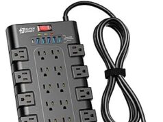 $20.99 – | SUPERDANNY 2100J Surge Protector w/ 6x USB Ports & 6.5′ Cord at Amazon SUPERDANNY 2100J surge protector with USB ports and long cord