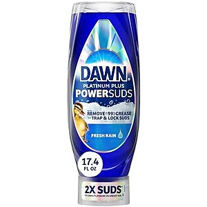 Dawn Platinum Plus PowerSuds Liquid Dish Soap deal 17.4-Oz Dawn Platinum Plus PowerSuds Liquid Dish Soap in Fresh Rain