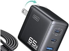 $11.86 – * | INIU Up to 65W 3-Port Charger Block w/ 5-ft USB-C Cable (2x USB C, 1x USB A) at Amazon 1186 iniu 65w 3port product image
