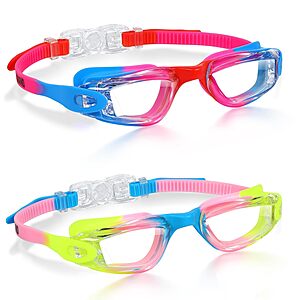 Aegend Kids' Swim Goggles Deal 2-pack Aegend Kids' Swim Goggles in Red & Pink