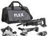 $296.71 – FLEX 24V Brushless Cordless 4-Tool Combo Kit: Circular Saw, Reciprocating Saw, Fixed Speed Angle Grinder, Drill Driver with 2.5 Ah, 5.0Ah Lithium Batteries and 160W Charger FLEX 24V Brushless Cordless 4-Tool Combo Kit