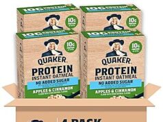 $11.36 – SnS * | 24-Ct 1.76-Oz Quaker Protein Instant Oatmeal (Apples & Cinnamon) at Amazon 24-ct Quaker Protein Instant Oatmeal (Apples & Cinnamon) pack