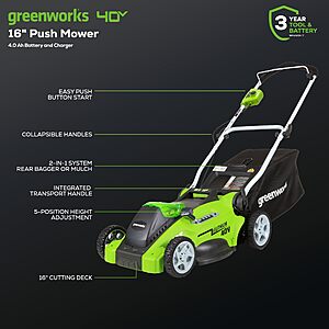 greenworks 40v 16in push greenworks 40v 16in push product image