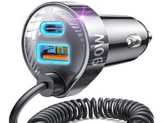 $7.99 – Lisen 90W Car Charger Adapter (45W PD + 30W QC 3.0) w/ 48″ 45W Coiled Cable (Black) – + Free Shipping w/ Prime or orders $35+ Lisen 90W Car Charger with 48" coiled cable