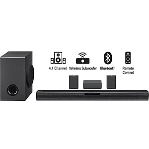 LG SQC4R Sound Bar Deal LG 4.1 Channel Sound Bar System with Wireless Rear Speakers & Subwoofer