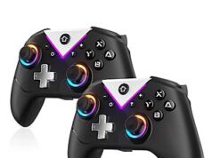 $19.49 – 2-Pack Dinosoo RGB Wireless Bluetooth Gamepad Controller for Nintendo Switch 2/1/Lite/OLED & PC (Black) – + Free Shipping w/ Prime or on $35+ Dinosoo RGB Wireless Bluetooth Gamepad Controller for Nintendo Switch in black