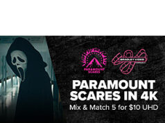 $13.00 – Paramount Scares Digital Sale: Mix/Match HDX Films 10 for $13 or Mix/Match 4K Films 5 for $10 via VUDU/Fandango Paramount Scares Digital Sale poster featuring horror movie titles
