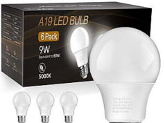 $8.46 – 6-Pack DAYBETTER A19 LED Light Bulbs, 60W Equivalent, 9W 800 Lumens, 5000K Daylight, E26 Base + Free Shipping w/ Walmart+ or on $35+ DAYBETTER A19 LED Light Bulb in a standard light socket