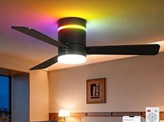 $39.99 – 42″ Amico RGB LED Flush Mount Ceiling Fan w/ App & Remote Control (Black or White) – + Free Shipping 42 Amico RGB LED Flush Mount Ceiling Fan