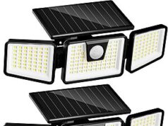 $11.96 – 2-Pk 3000-Lumen INCX Solar Outdoor Motion Sensor Flood Lights (Black) – + Free Shipping w/ Prime or on $35+ 2-Pk 3000-Lumen INCX Solar Outdoor Motion Sensor Flood Lights in black