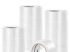 $16.25 – w S&S | 12-Pack Amazon Basics Strong Plastic Adhesive Packing Tape for Shipping, Sealing Boxes, Moving and Storage, Clear, Low Odor, 1.88 in x 54.6 yds Amazon Basics Strong Plastic Adhesive Packing Tape in a clear roll
