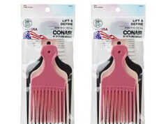 $2.22 – (2 pack) Conair Lift & Define Detangling Hair Pick Combs, 3-Pack with Small, Medium, Large 2 pack Conair Lift & Define Detangling Hair Pick Combs in fun colors