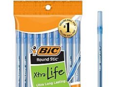 $0.94 – BIC Round Stic Xtra Life Blue Ballpoint Pens, 10-Count Pack, 1.0mm | Medium Point (1.0mm) for Smooth Writing | Flexible Round Barrel Design BIC Round Stic Xtra Life Blue Ballpoint Pens in pack of 10