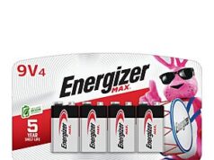 $6.48 – S&S-Clip Q Amazon Energizer MAX 9V Batteries (4 Pack), 9 Volt Alkaline Batteries Energizer MAX 9V Batteries pack in black and yellow