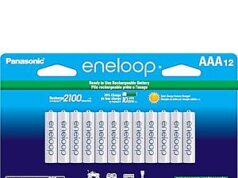 $21.71 – * | 12-Pack Panasonic Eneloop AAA 850mAh Ni-Mh Pre-Charged Rechargeable Batteries at Amazon ($1.81 each) 12-pack of Panasonic Eneloop AAA rechargeable batteries