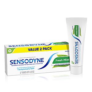 Sensodyne toothpaste deal on Amazon 2-Pk 4-Oz Sensodyne Fresh Mint Sensitive Toothpaste