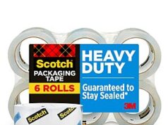 $16.98 – $(16.98 S&S) Scotch Heavy Duty Shipping Packing Tape, Clear, Shipping and Packaging Supplies, 1.88 in. x 54.6 yd., 6 Tape Rolls Scotch Heavy Duty Shipping Packing Tape rolls in clear