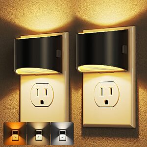 $5.99 – 2-Pack DORESshop 3000K LED Dimmable Plug-In Night Light w/ Dusk-to-Dawn Sensor (Black) – Lowest Price Ever with Coupon Code