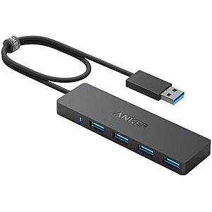 $7.99 – * | Anker 4-Port Ultra Slim USB 3.0 Hub w/ 2′ Extended USB-A Cable (Black) at Amazon