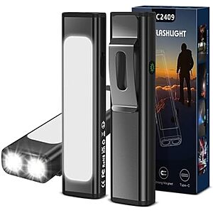 $11.99 – 2-Pack Spriak 1200 Lumen Flat Rechargeable LED Flashlight (Black)  + Free Shipping w/ Prime or on $35+