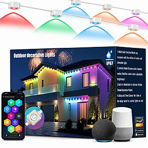 $19.99 – 100′ RGBIC Outdoor Eave Lights w/ 72 LEDs & App Control – Lowest Price Ever at Amazon