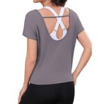 $3.99 – Totatuit Women’s Open Back Short Sleeve Workout Top  + Free Shipping w/ Prime or on $35+