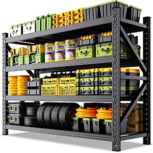 $159.99 – 79″ x 24″ x 73″ 4-Tier 6000-Lb Heavy Duty Adjustable Metal Garage Shelving Unit (Black)  + Free Shipping