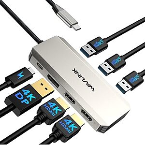 $15.99 – * | WAVLINK Triple 4K Laptop Docking Station w/ Dual HDMI, DP, 100W PD at Amazon