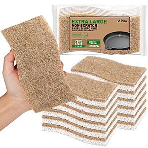 $5.98 – Deal: 12-Count XL Non-Scratch Kitchen Sponges (Brown) – Lowest Price Ever with Free Shipping