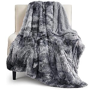 $11.99 – Bedsure 50″x60″ Faux Fur Sherpa Throw Blanket (Grey) –  with Prime or Free Shipping on $35+