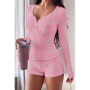 $9.99 – Ekouaer Pajamas Set for Women 2 Piece Ribbed Knit Pjs Lounge Sets Sleepwear