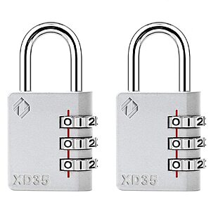 2-Pack Zarker XD35 3-Digit Combination Padlock (Gray)