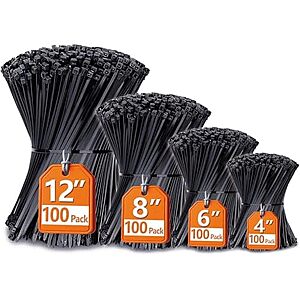 $5.99 – * | 400-Pk ANOSON Cable Zip Ties (Black, various sizes 4″-12″) at Amazon