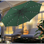 $35.99 – Ainfox 10 ft Green Round Market Patio Umbrella with Lights, UV Resistant