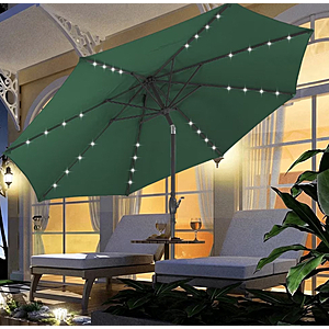 $35.99 – Ainfox 10 ft Green Round Market Patio Umbrella with Lights, UV Resistant