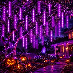 $5.99 – Adecorty 192-LED Purple Meteor Shower Halloween Icicle Lights (8 Tubes, 23 Ft) –  + Free Shipping w/ Prime or on $35+
